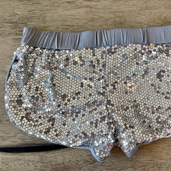 New Silver Sequin Booty Shorts L Large Rave - Picture 5 of 5